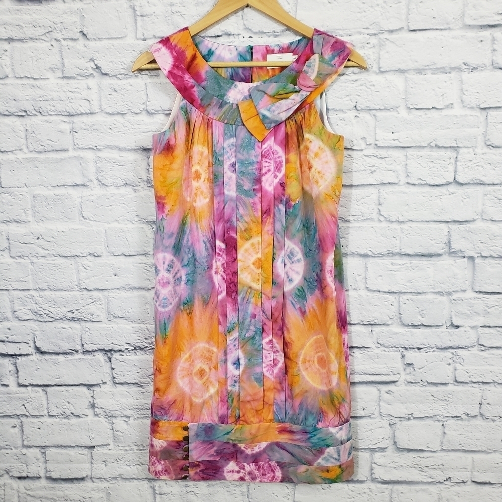 Julie Haus rainbow watercolor mini dress
